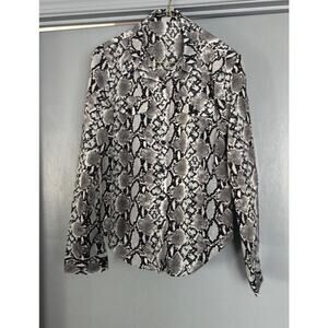 Snake Print Top Sz Small Womens button front Long Sleeve blouse Mobwife